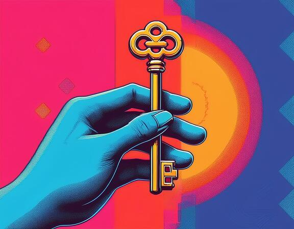 Image of a hand holding a key